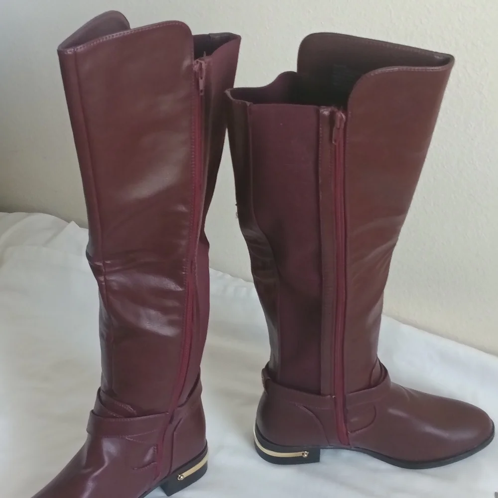 Nicasia Boots Women 7.5 Rich Reddish Brown Knee High Academia Office Elegant Y2K